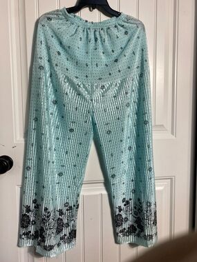 Light Aqua Floral Palazzo Pants